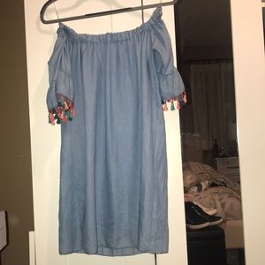 Denim off the shoulder dress